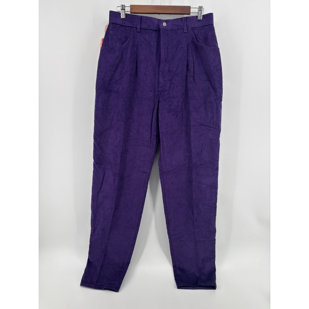 Lee Casuals Misses London Rider Corduroy Pants Womens Purple Tapered Leg 16 NWT
